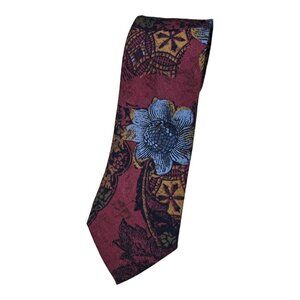 DUNHILL Men's Wool Cashmere Necktie LUXURY Tie Red Floral W:3.6" EUC